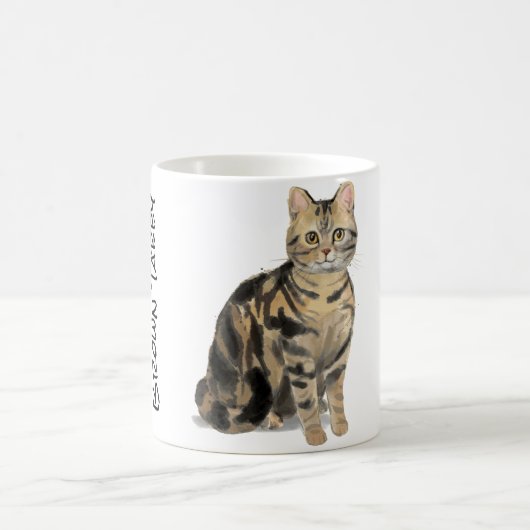 Mug Tabby Chat Brown à courte distance (Centre)