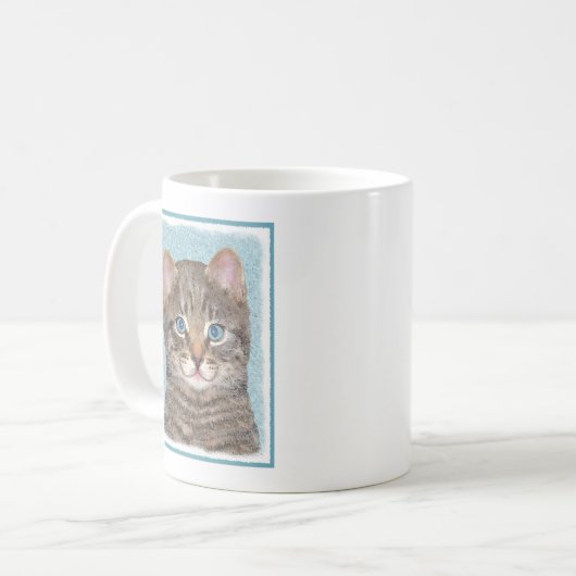 Mug Tabby Gris Peinture Chat - Cute Original Art Chat (Devant gauche)