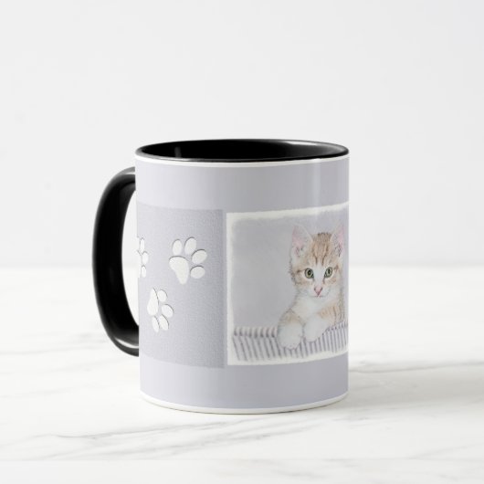Mug Tabby Orange Kitten Peinture - Art Chat original (Devant gauche)