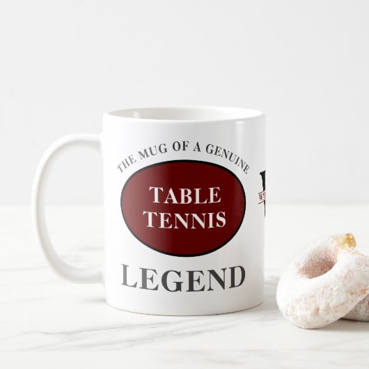 Mug Table Tennis Legend Monogramme Ajouter Votre Nom (Avec donut)
