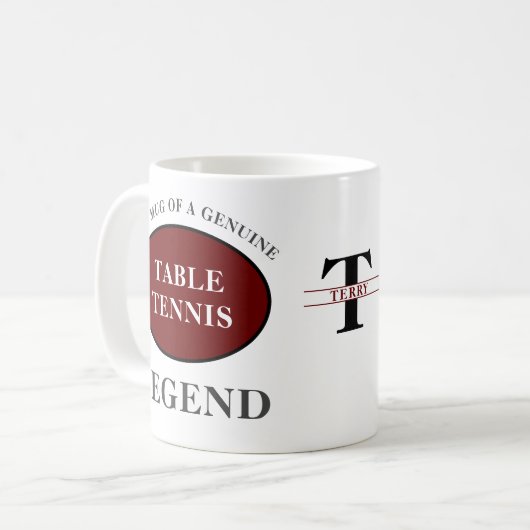 Mug Table Tennis Ping Pong Legend Ajouter Monogramme & (Devant gauche)