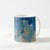 Mug Tableau abstrait bleu et blanc (Devant droit)