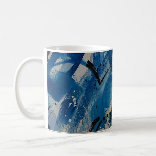 Mug Tableau abstrait bleu et blanc (Gauche)