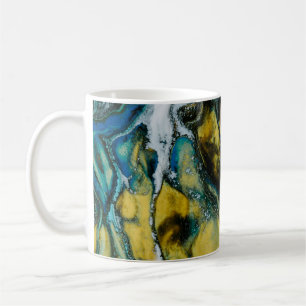 Mug Tableau abstrait jaune, blanc et bleu