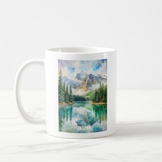 Mug Tableau aquarelle du parc national Jasper (Gauche)