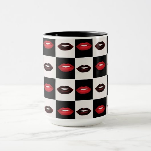 Mug Tableau de bord des vibes rétro | Lèvres rouges (Centre)