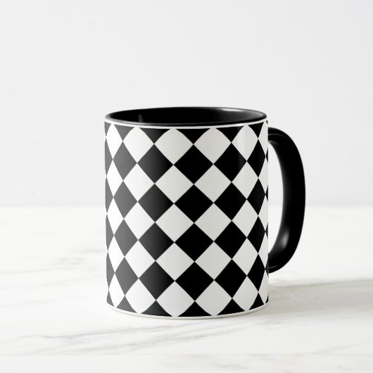 Mug Tableau de bord noir et blanc À damiers Drapeau (Devant droit)