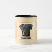 Mug Tableau de Doberman Pinscher non rogné, œuvre d'ar (Centre)