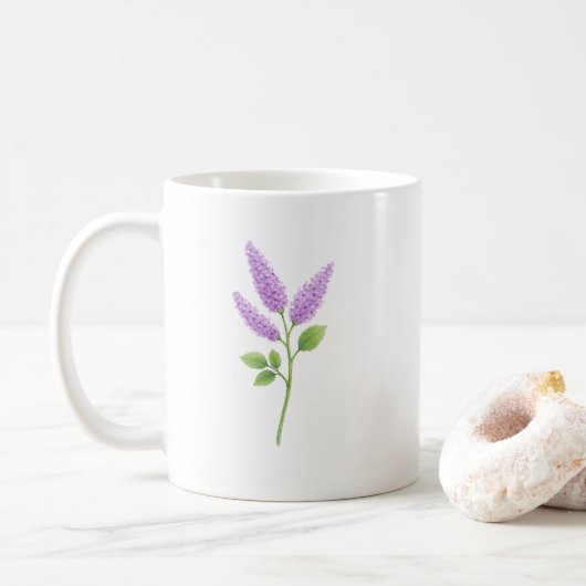 Mug Tableau de fleur de lilas violet  (Avec donut)