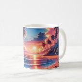Mug Tableau de plage du coucher de soleil tropical (Devant droit)