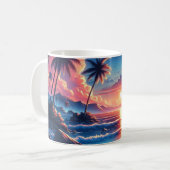 Mug Tableau de plage du coucher de soleil tropical (Devant gauche)