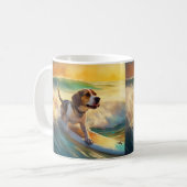 Mug Tableau de surf de plage beagle (Devant gauche)