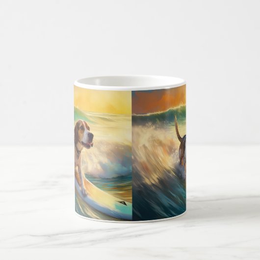 Mug Tableau de surf de plage beagle (Centre)