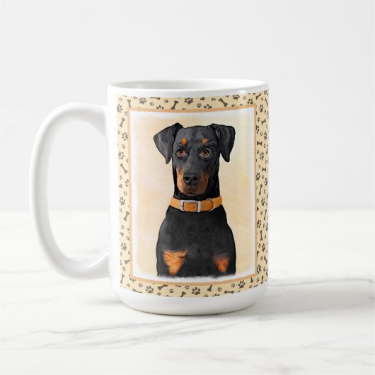 Mug Tableau Doberman Pinscher non rogné Art original (Gauche)