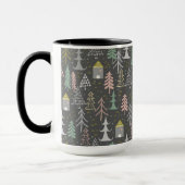 Mug Tableau noir Arbres de Noël et Maisons Jaune rose (Gauche)