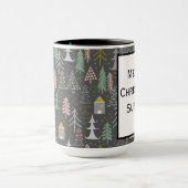 Mug Tableau noir Arbres de Noël et Maisons Jaune rose (Centre)