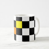 Mug Tableau noir blanc avec couleur orange jaune (Devant droit)
