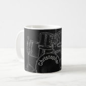 Mug Tableau noir Esquisse Art Jeu de tambours personna (Devant gauche)