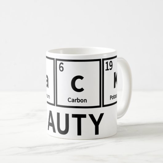Mug Tableau périodique de beauté noire  (Devant droit)
