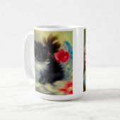 Mug Tableau vintage de chaton noir et blanc (Devant gauche)