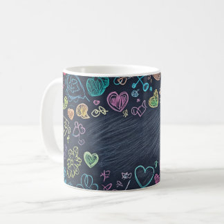 Mug Tableaux noirs et craies en arrière-plan. Style en