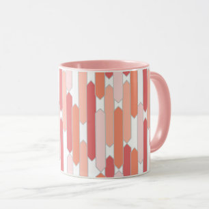 Mug Tabulations modernes, rose, pêche et corail