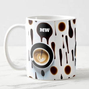 Mug Taches de café modernes et image avec initiales