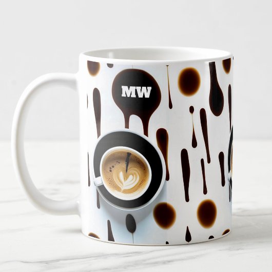 Mug Taches de café modernes et image avec initiales