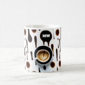 Mug Taches de café modernes et image avec initiales (Centre)