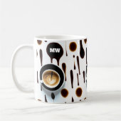 Mug Taches de café modernes et image avec initiales (Gauche)