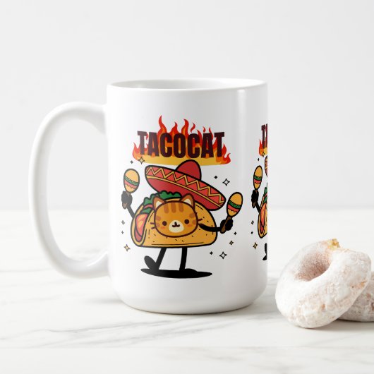 Mug Tacocat Épelé à l'Envers Est Tacocat (Avec donut)