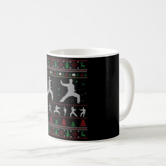 Mug Taekwondo Joyeux cadeau de Noël laid Noël (Devant droit)