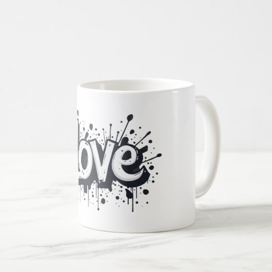 Mug Tag de l'amour monochrome (Devant droit)