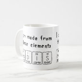 Mug Taille du nom de table périodique Asdis (Devant gauche)