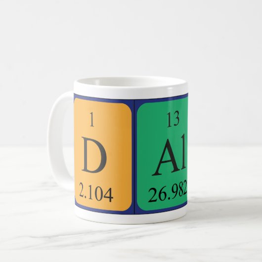 Mug Taille du nom de table périodique Dali (Devant gauche)