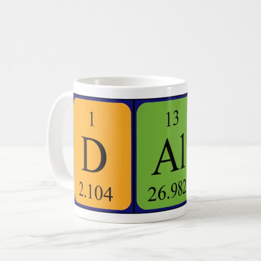 Mug Taille du nom de table périodique Dali (Devant gauche)
