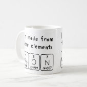 Mug Taille du nom de table périodique de la lune (Devant gauche)