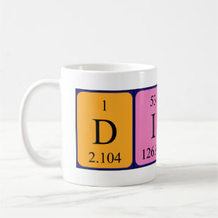 Mug Taille du nom de table périodique Dino