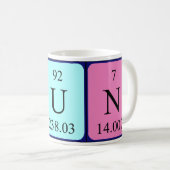 Mug Taille du nom de table périodique Hun (Devant droit)