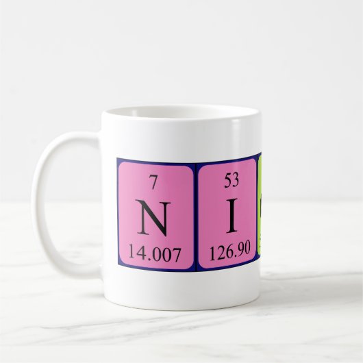 Mug Taille du nom de table périodique Nicoline (Gauche)