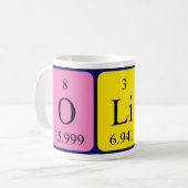 Mug Taille du nom de table périodique Olin (Devant gauche)