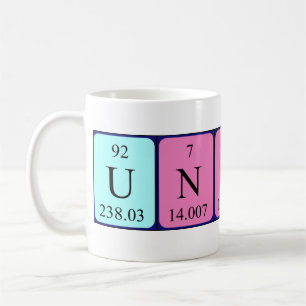 Mug Taille du nom de table périodique Unity