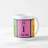 Mug Taille du nom de table périodique Walid (Devant droit)