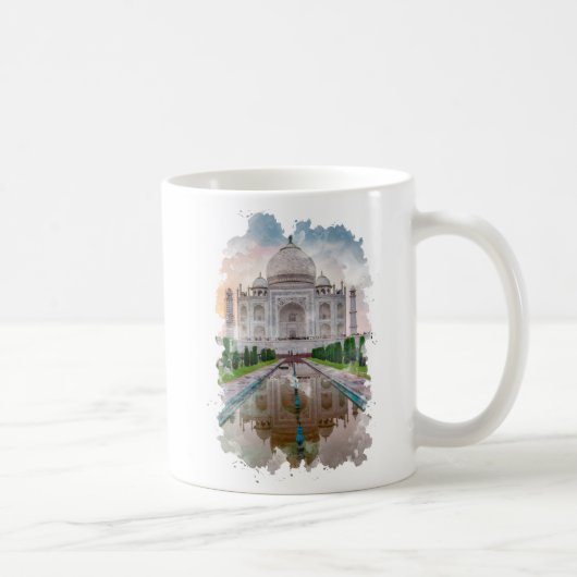 Mug Taj Mahal India Aquarelle Art (Droite)