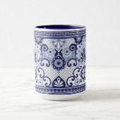 Mug Talavera bleu et blanc Art populaire mexicain (Centre)