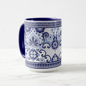 Mug Talavera bleu et blanc Art populaire mexicain (Devant gauche)