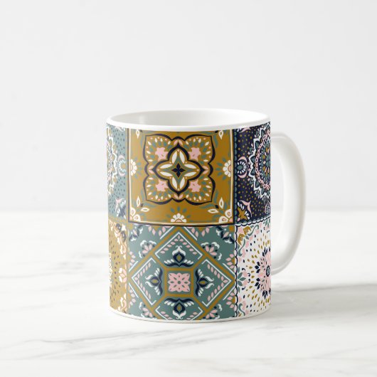 Mug Talavera Indian : Patchwork, Ethnic Mosaic. (Devant droit)