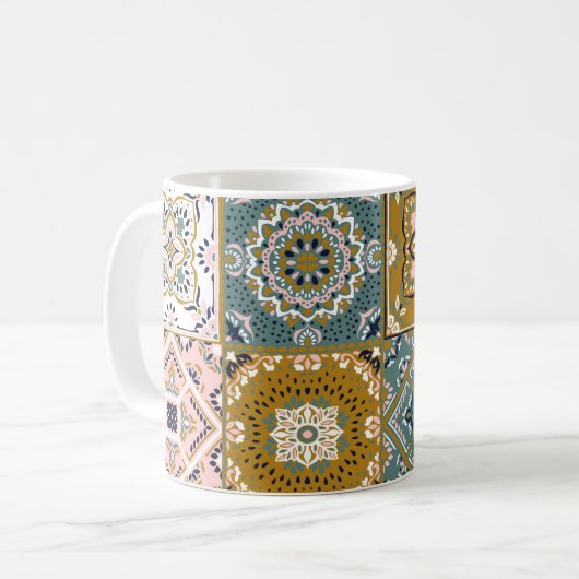 Mug Talavera Indian : Patchwork, Ethnic Mosaic. (Devant gauche)