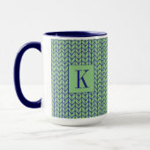 Mug Tall Combo Marine Tricot BLEU VERT + Initiale (Gauche)