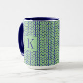 Mug Tall Combo Marine Tricot BLEU VERT + Initiale (Devant gauche)